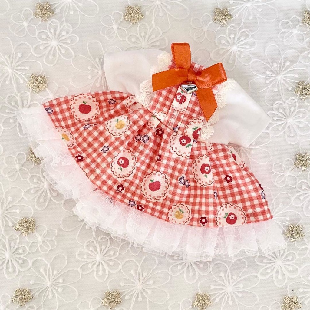 ぬい服15〜16㎝用 ワンピース ♡ Apple Lace オレンジ
