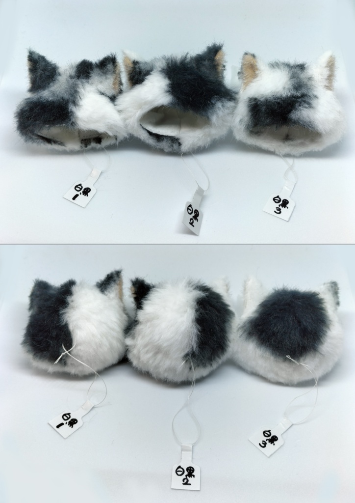 猫耳帽子［白黒］