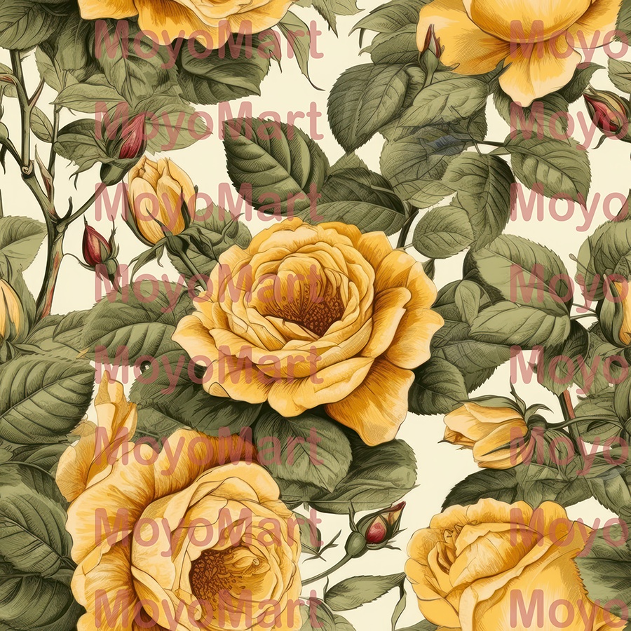 高解像度シームレスパターン10種 - イエローローズパレード