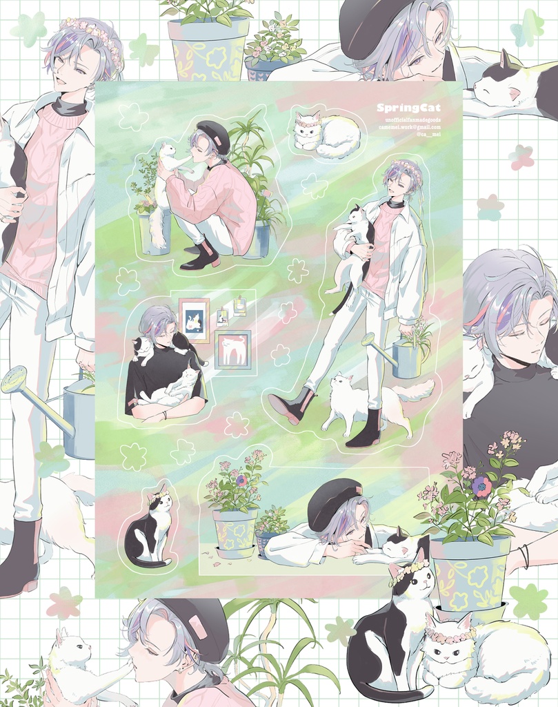 【New】ハーフカットシール「Springcat」