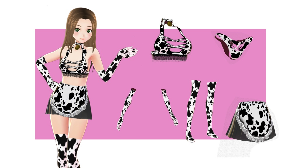  公開中 【Vroid用衣装テクスチャ】(Original) COW MODEL 牛モデル