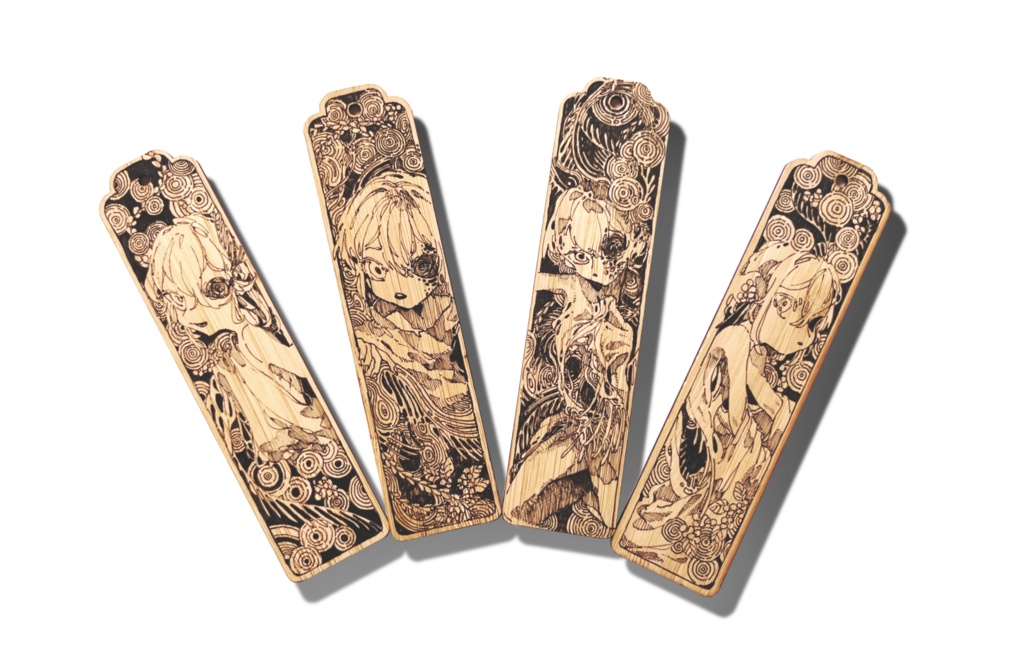 木の栞(ランダム)-Wooden bookmark (random)