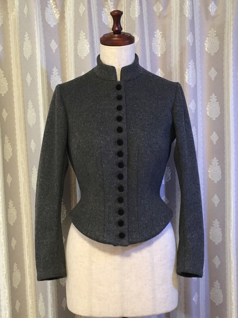 Victorian tight fitting single breasted jacket (gray wool)