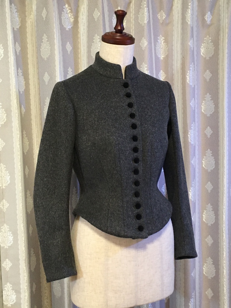 Victorian tight fitting single breasted jacket (gray wool)