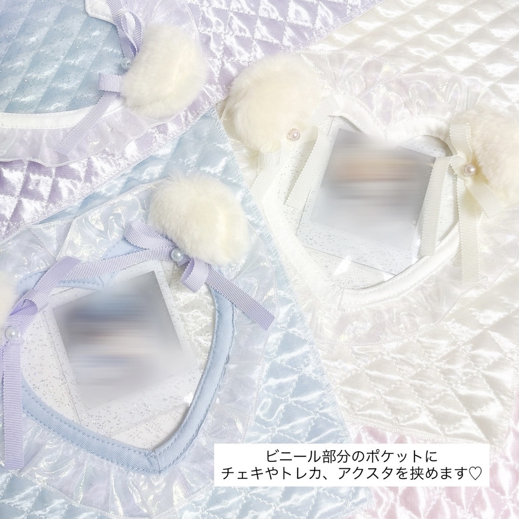 11〜16cmぬい用ハート窓巾着ポシェット_ドットチュール