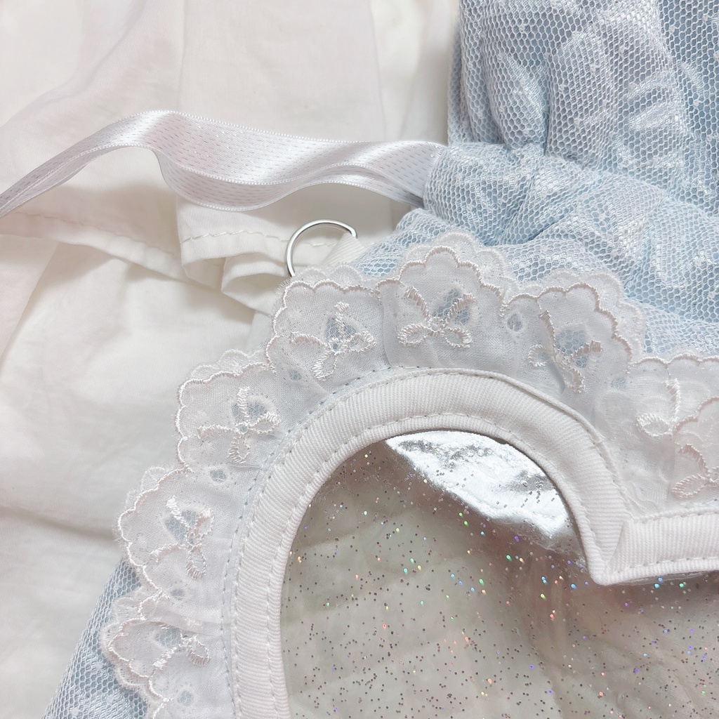 11〜16cmぬい用ハート窓巾着ポシェット_ドットチュール