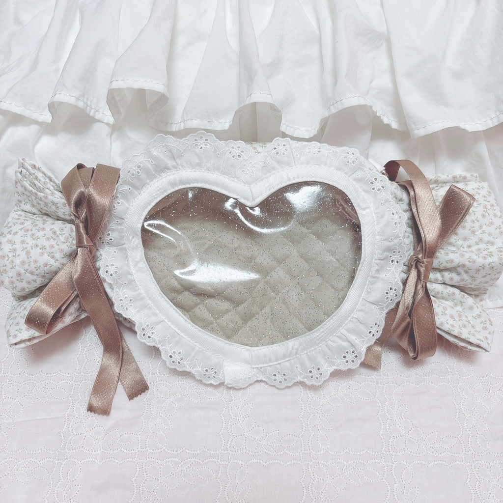 キャンディポシェット_コットンレース_小花柄ブラウン