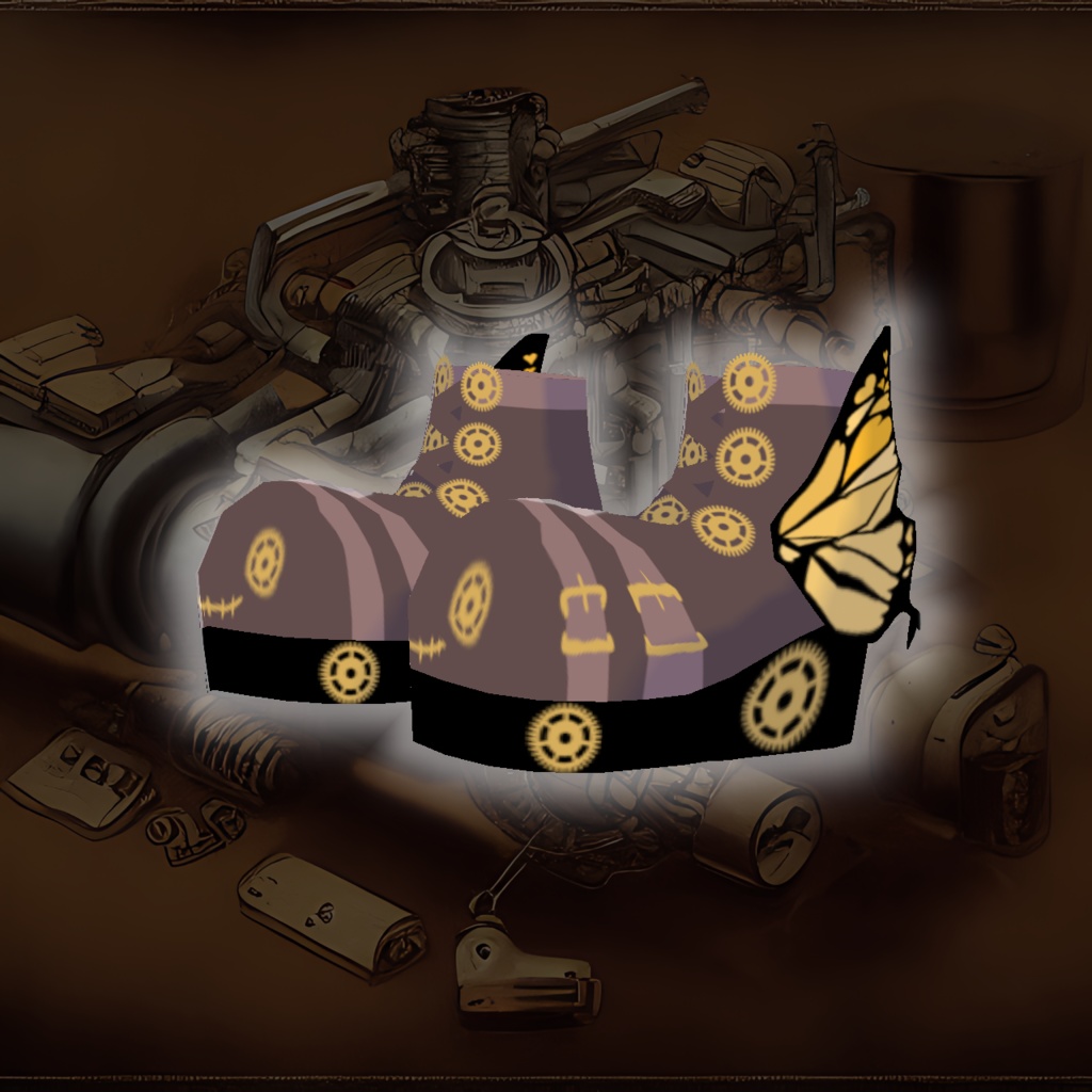 【VRoid】スチームパンクローラー風シューズ