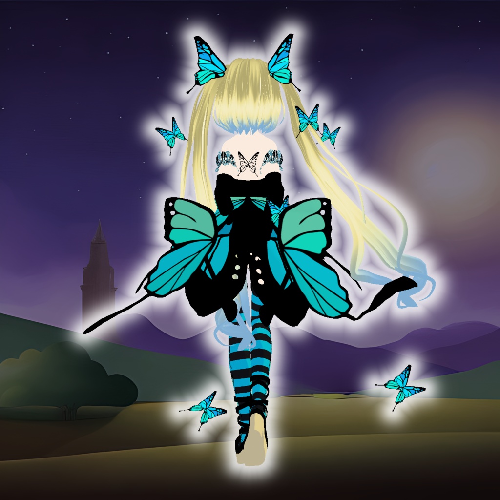 【VRoid】モデルの周りを舞う蝶【アホ毛】