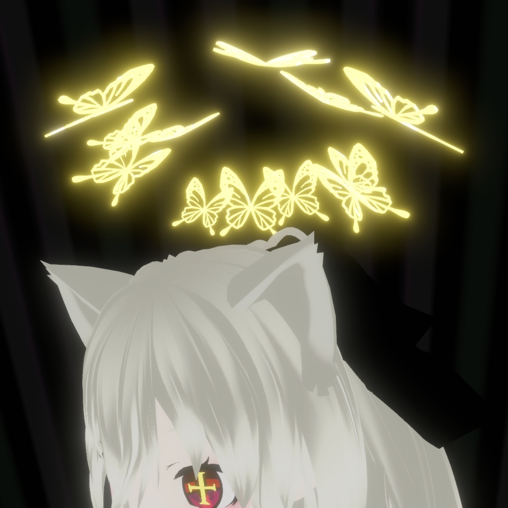 【VRChat想定】飛び回る黄金蝶のヘイロー
