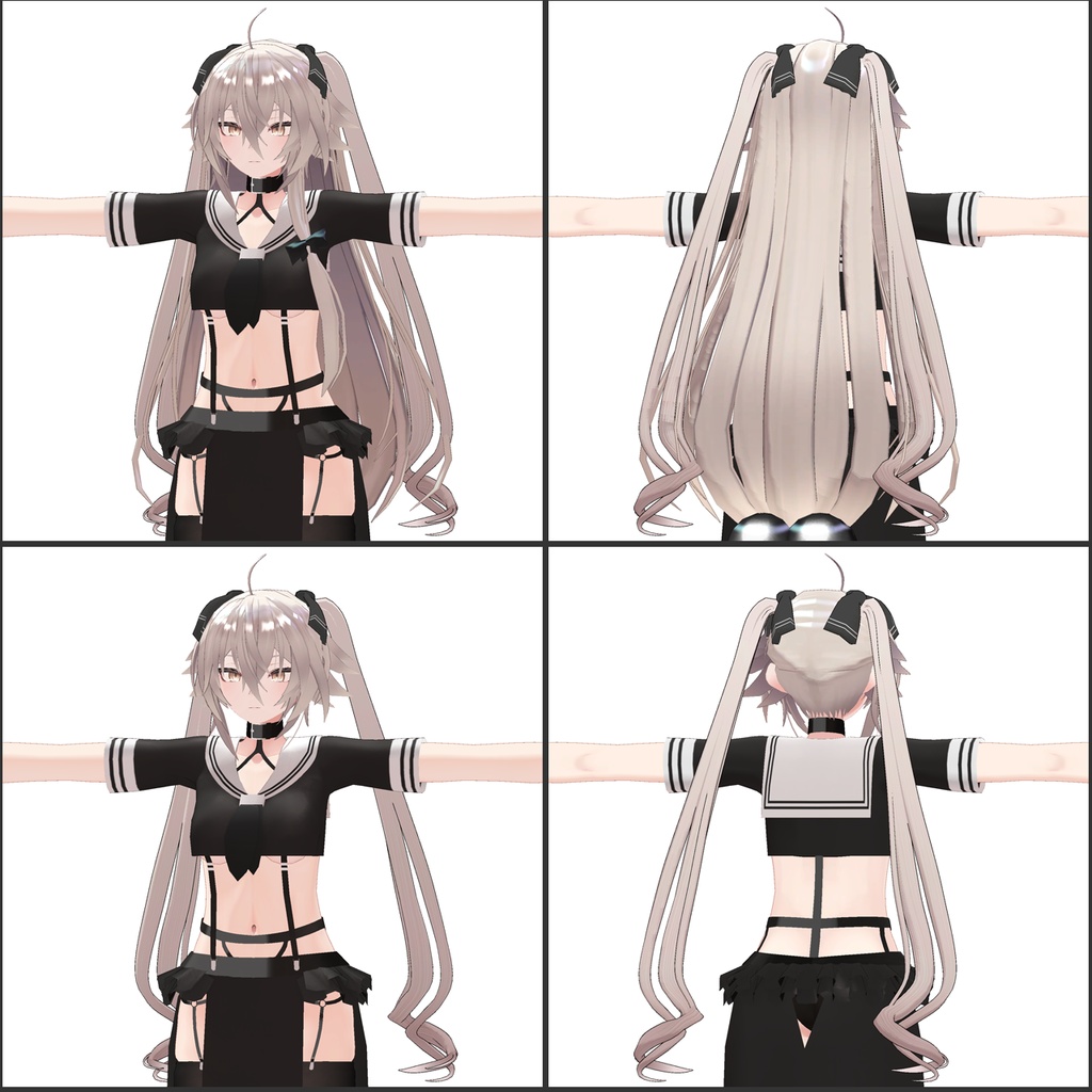 【シノノメ対応】リボンつきツインテール