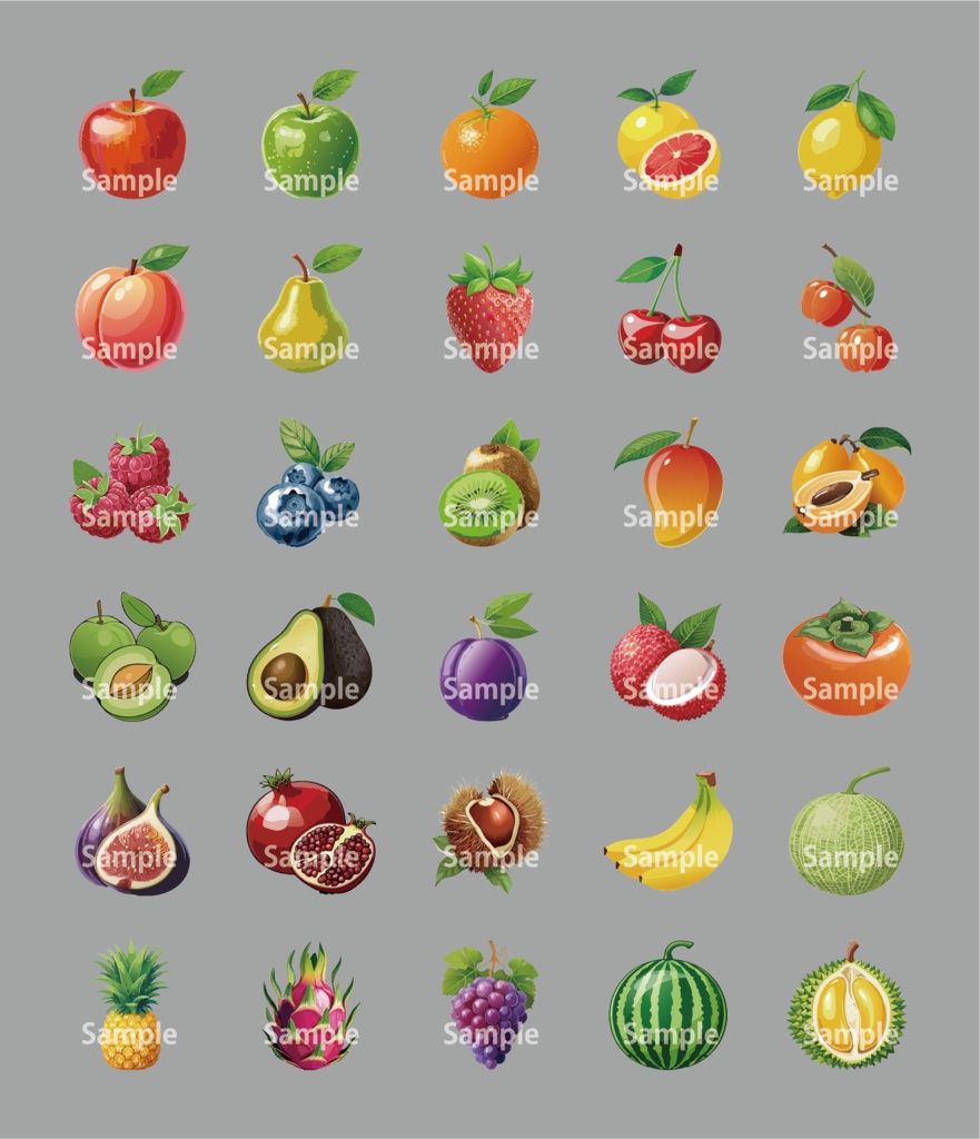 果物イラスト 30種類