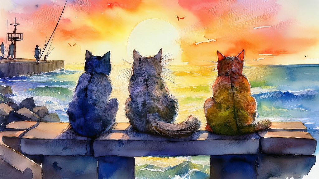 「癒やしのアート」を日常に。水彩タッチの猫イラストデータ