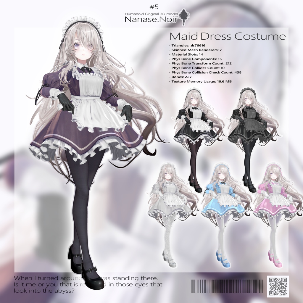 【2周年セール! 】【VRChat想定 オリジナル3Dモデル『ナナセ・ノワール -Nanase Noir-』Gen2.2