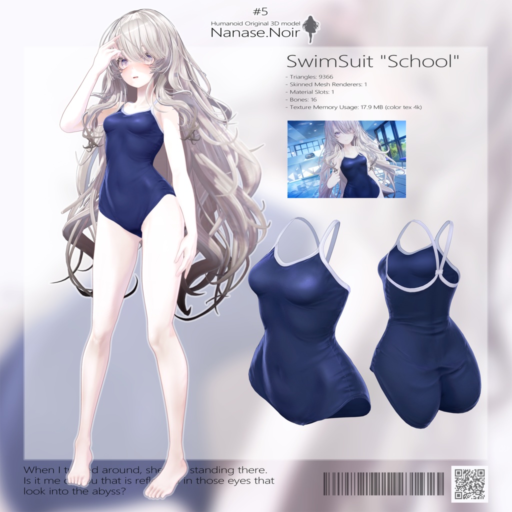 【VRChat想定 オリジナル3Dモデル『ナナセ・ノワール -Nanase Noir-』Gen2.2