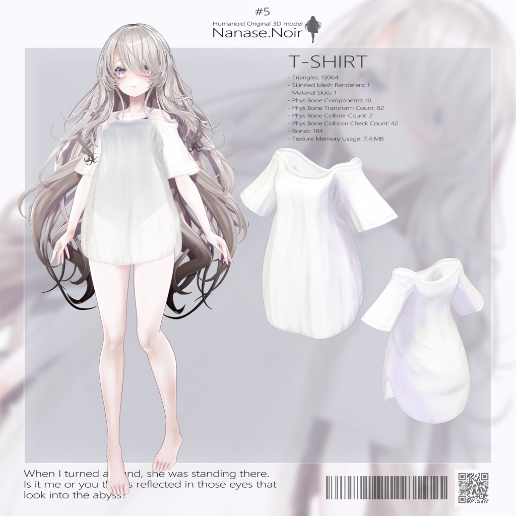 【VRChat想定 オリジナル3Dモデル『ナナセ・ノワール -Nanase Noir-』Gen2.2