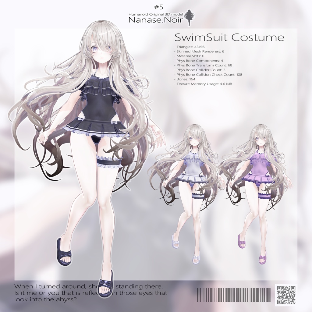 【VRChat想定 オリジナル3Dモデル『ナナセ・ノワール -Nanase Noir-』Gen2.2