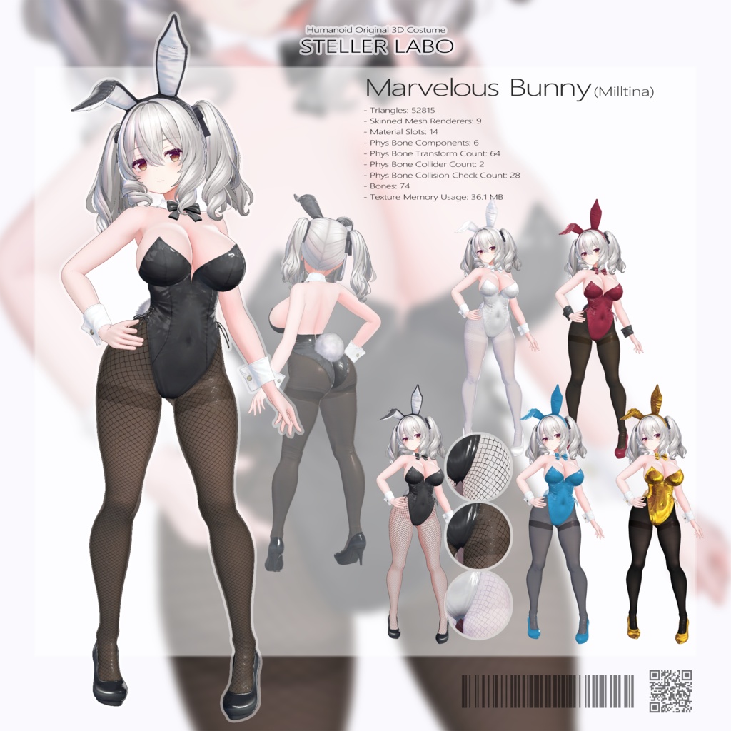 VRChat想定 3D衣装 『Marvelous Bunny -マーベラス バニー-』 for Milltina