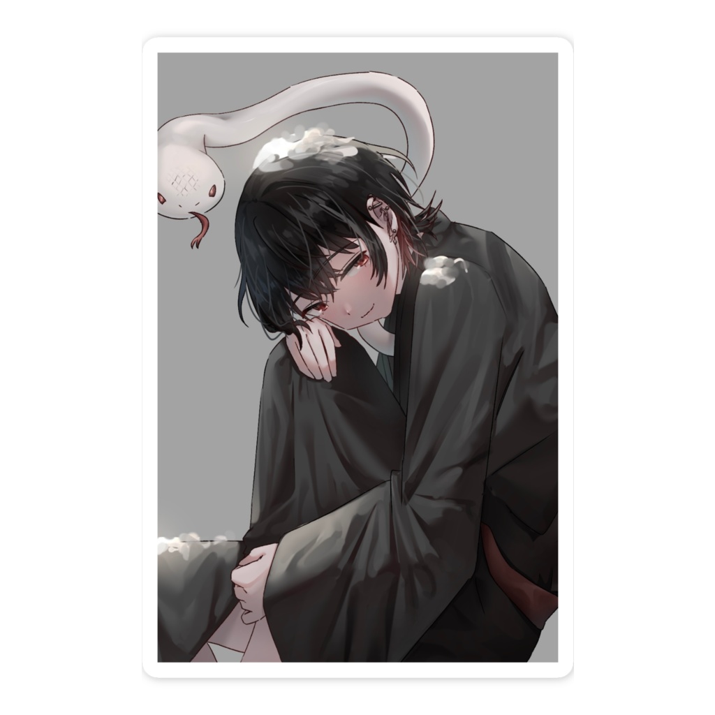 白蛇とウルフカットステッカー