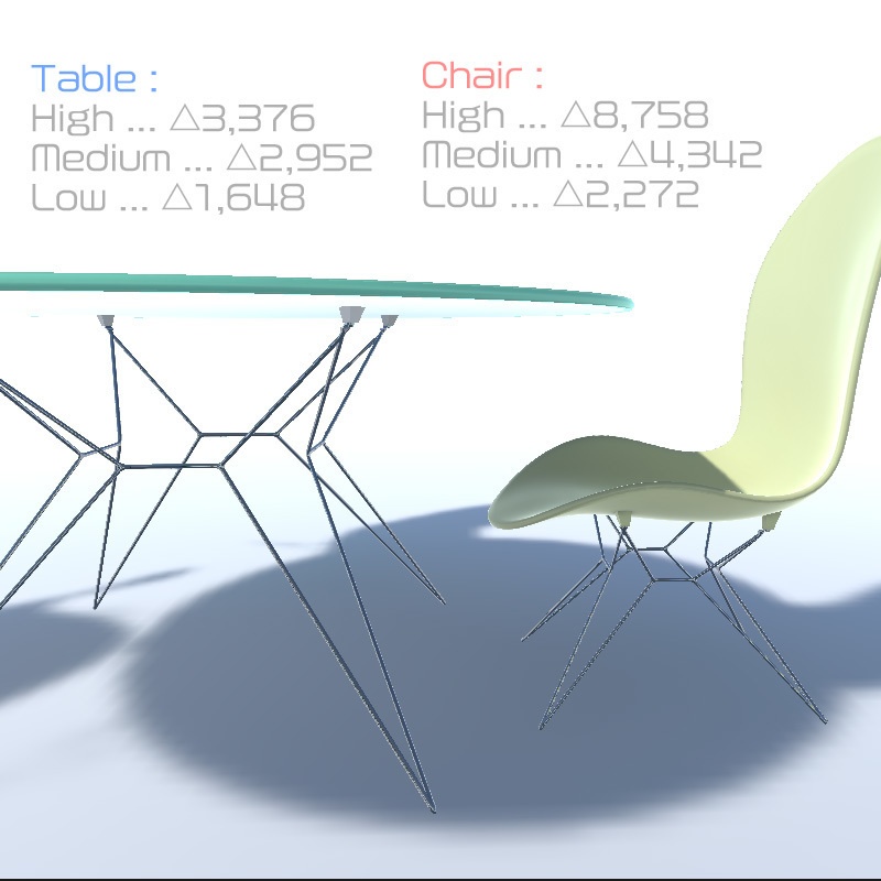 【VRインテリア】 farfalla -Table & Chair- テーブル&チェアセット【VRChat想定】
