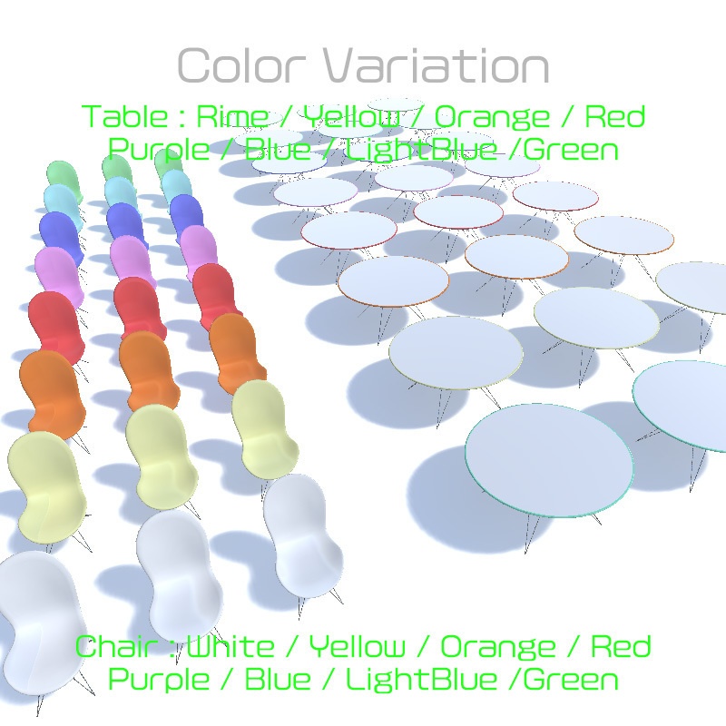 【VRインテリア】 farfalla -Table & Chair- テーブル&チェアセット【VRChat想定】