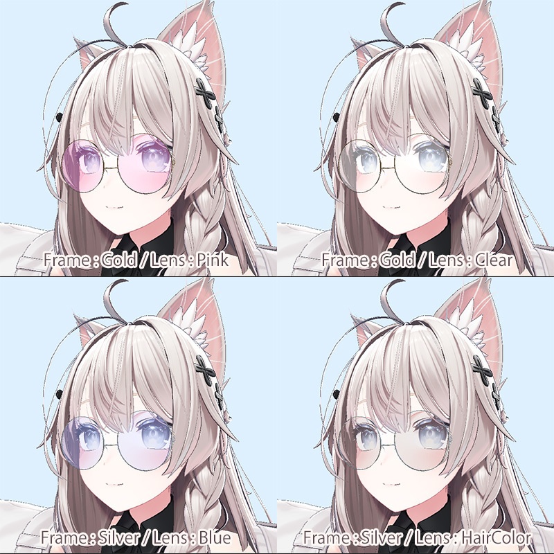 【しなの対応】丸眼鏡 Round Glasses 【VRChat対応】