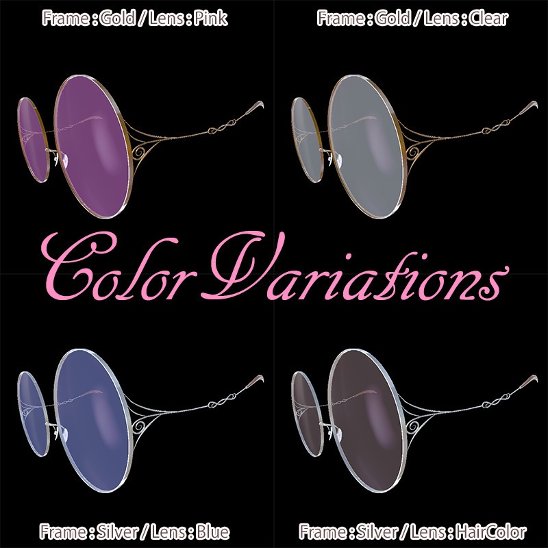 【しなの対応】丸眼鏡 Round Glasses 【VRChat対応】