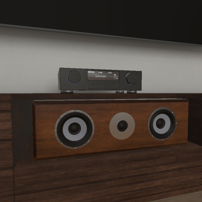 【VRインテリア】AVセット(壁掛けテレビ・テレビボード・AVアンプ・スピーカー類) STRINT004【VRChat想定】