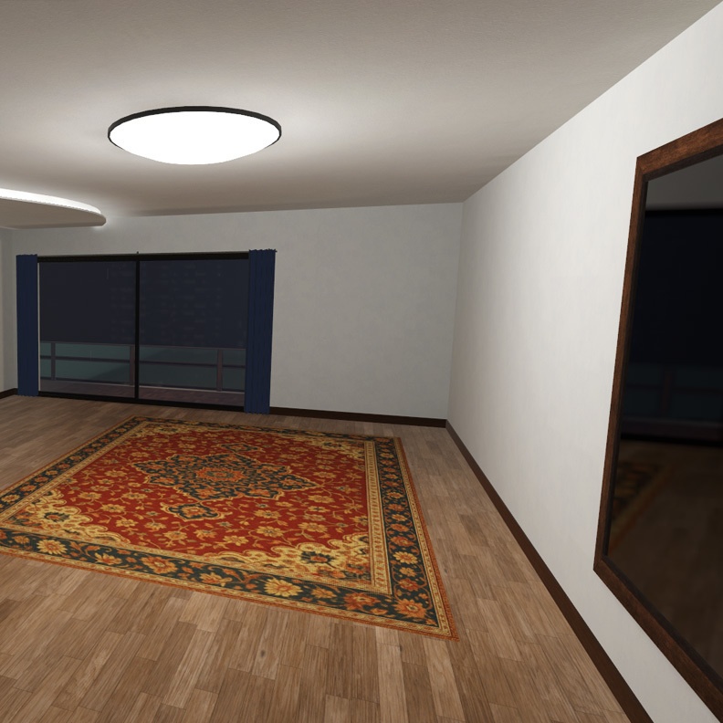 【VRChat想定ルームワールド】シンプルなプライベートルーム 雨の夜の隠れ家 / 家具なしバージョン STR_PrivateRoomWorld01_NoFurniture