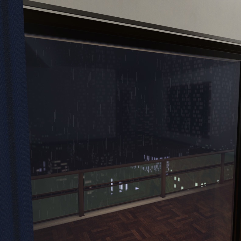 【VRChat想定ルームワールド】シンプルなプライベートルーム 雨の夜の隠れ家 / 家具なしバージョン STR_PrivateRoomWorld01_NoFurniture