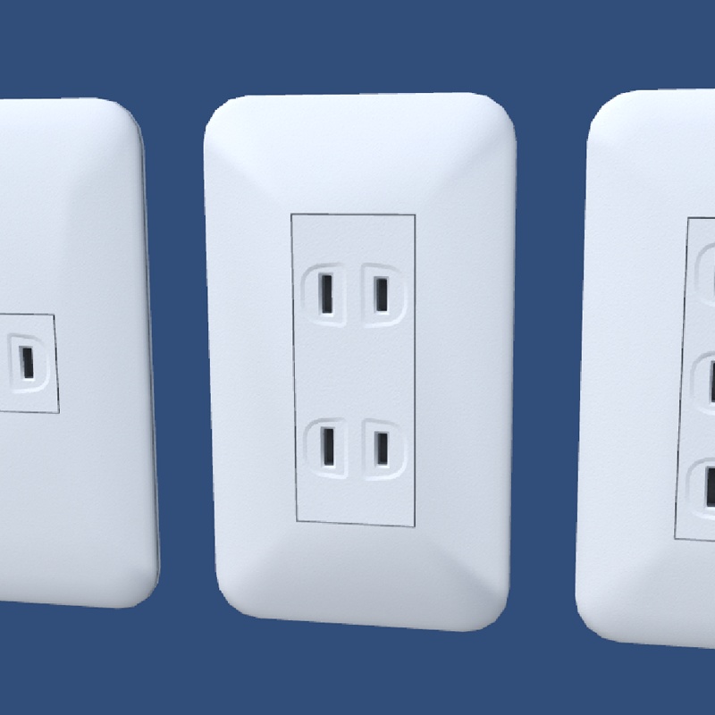 【VRインテリア用部品】壁スイッチ&コンセント セット【VRChat想定】