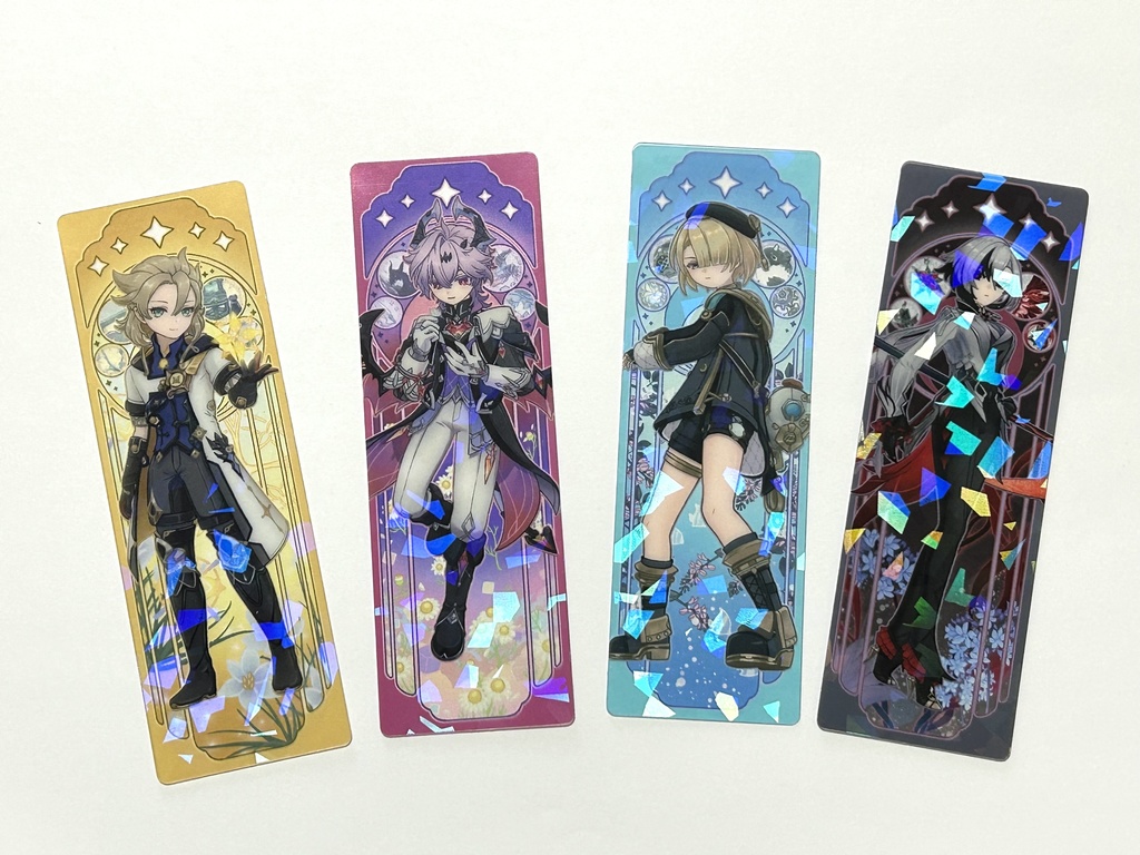 クリアしおりセット(アルベド、ドゥリン、フレミネ、アルレッキーノ)