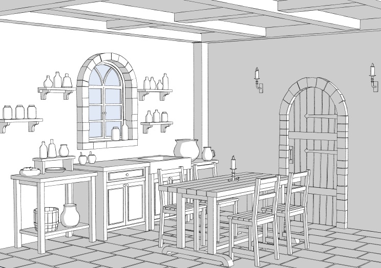 ファンタジー風キッチン【clip studio用】