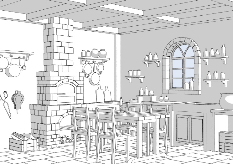 ファンタジー風キッチン【clip studio用】
