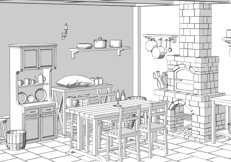 ファンタジー風キッチン【clip studio用】