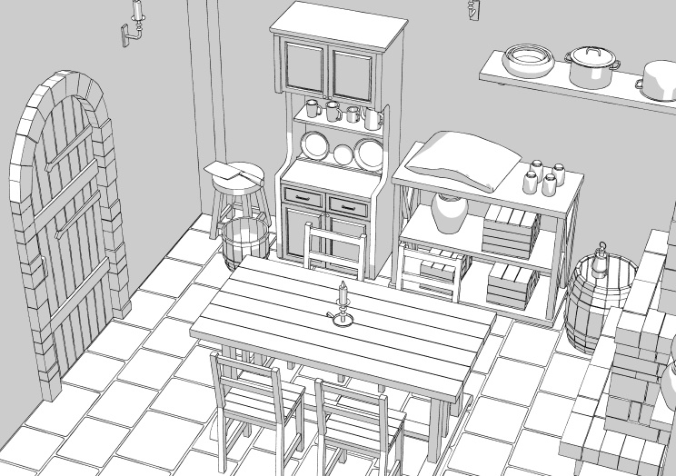 ファンタジー風キッチン【clip studio用】