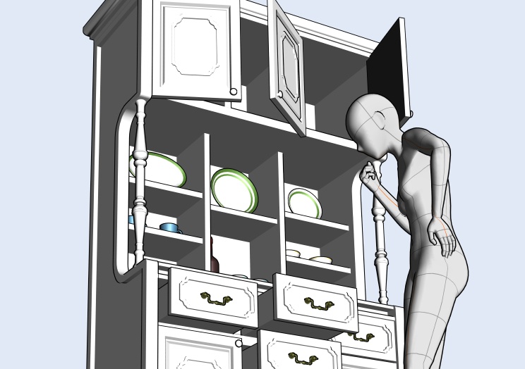 洋風の食器棚【clip studio用】