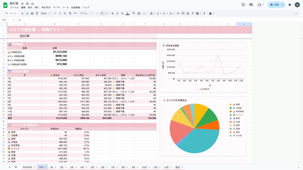 ふたりの家計簿（エクセル/Google Drive）