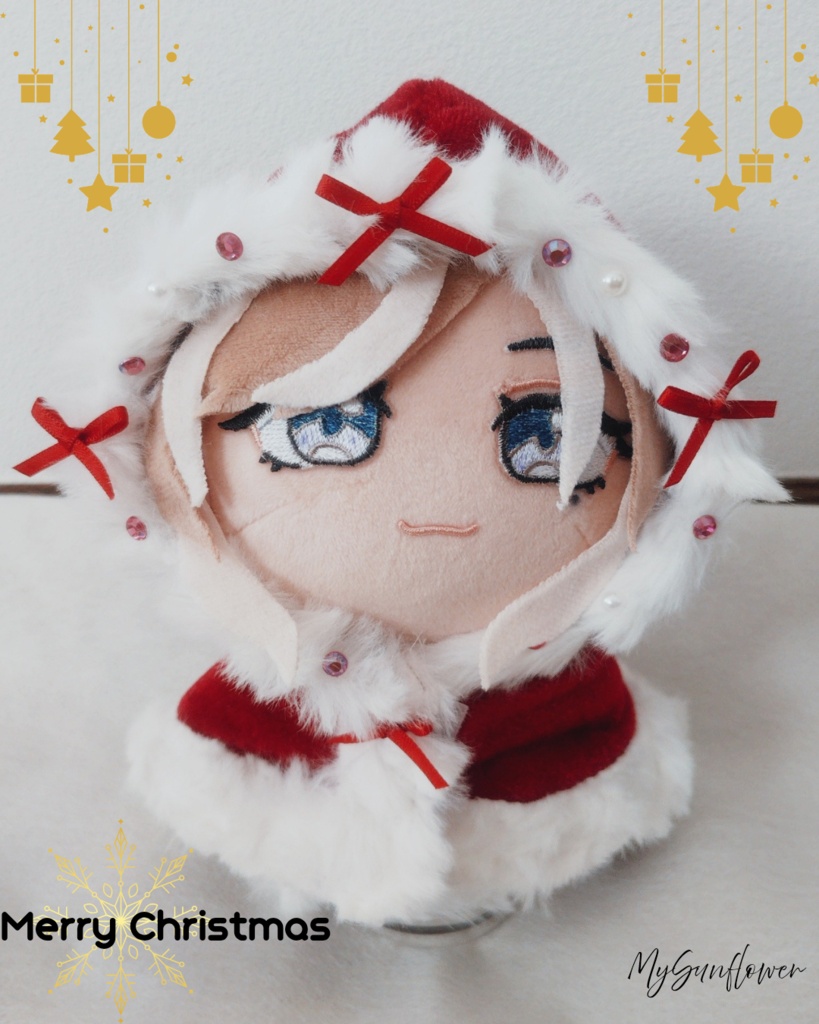 【新作】15~17センチぬい服　ふわふわファー サンタ風🎅ぬいケープ