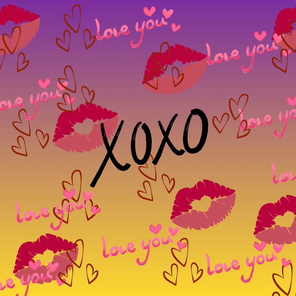 ハート XOXO キスマーク💋大人っぽい カラー4種展開 壁紙・背景素材・デジタル手帳・ラッピング