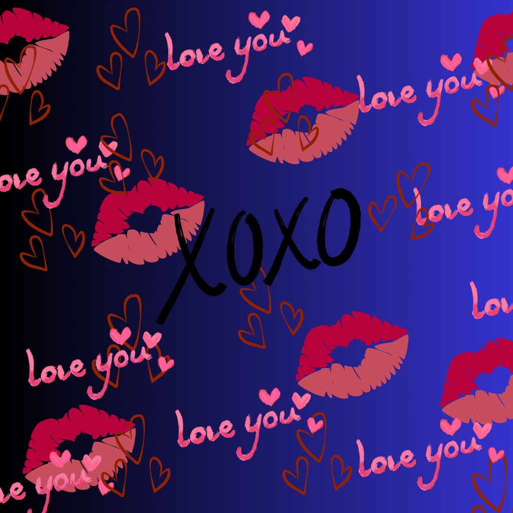 ハート XOXO キスマーク💋大人っぽい カラー4種展開 壁紙・背景素材・デジタル手帳・ラッピング