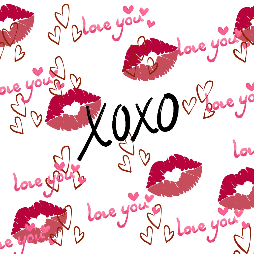 ハート XOXO キスマーク💋大人っぽい　カラー4種展開　壁紙・背景素材・デジタル手帳・ラッピング