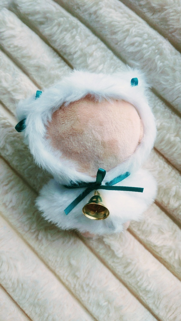 【新作】10~12センチぬい服用 白のもこもこアニマルポンチョ カラー展開あり