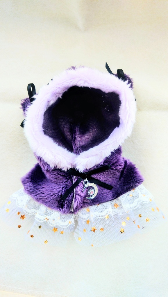 【新作!ハロウィン🎃】10〜12センチぬい服 紫ねこみみケープ