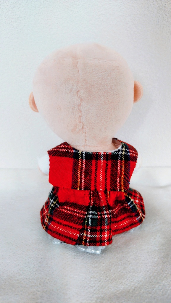 【先取りクリスマス⁉🎄】10センチ〜12センチぬい服 チェック柄ケープ&スカートandヘッドドレス🩷