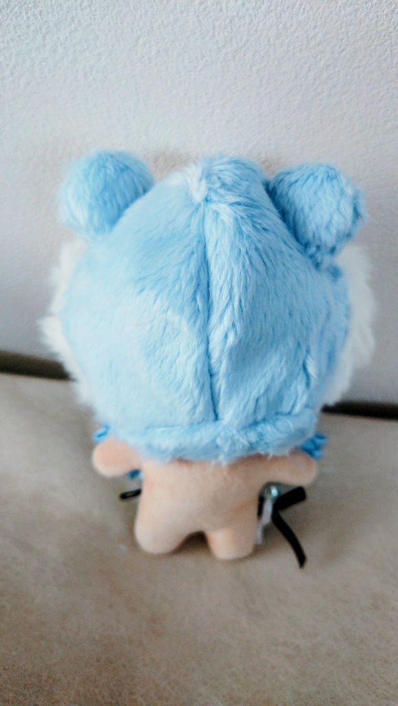 10cm〜14cmぬい服 クマフードもこもこ帽子🩵ブルー