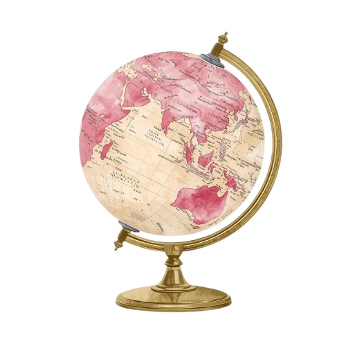 ピンクアンティーク水彩・旅行クリップアート12セット ❘ PNG背景透過