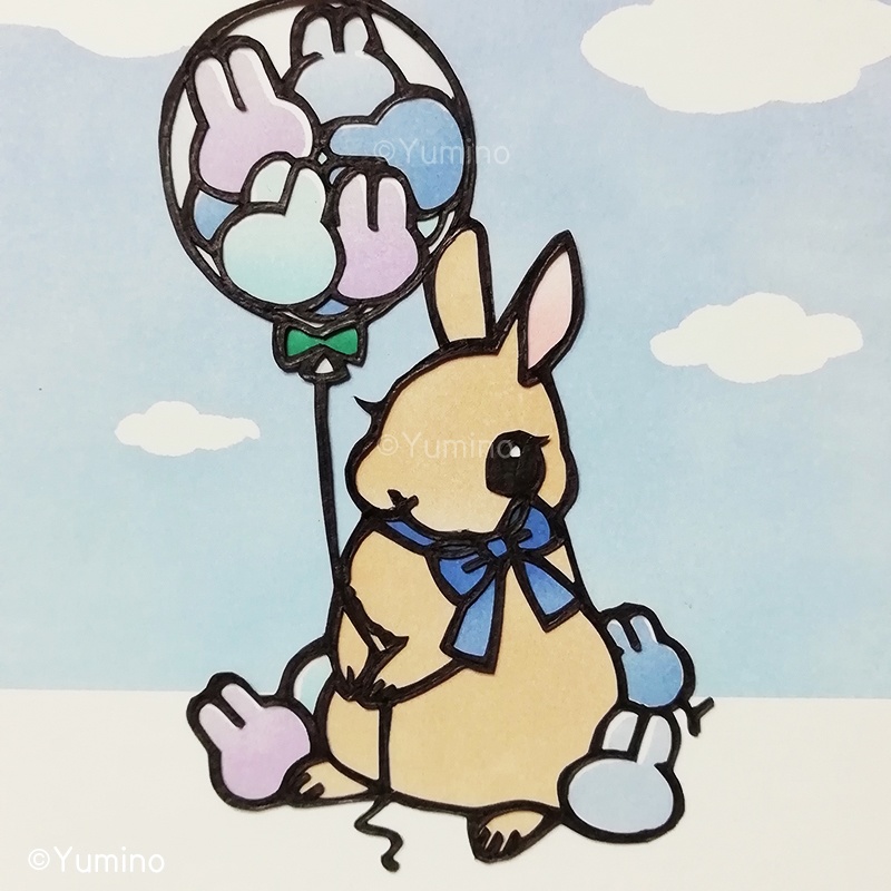 切り絵原画 Balloon うさぎ Yumino 6 22 7 28 Booth