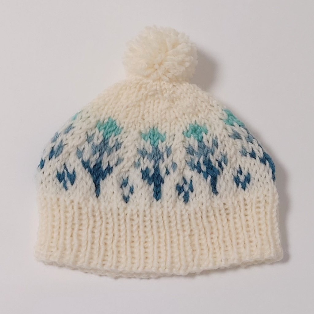 編み込み模様のポンポン帽子(大)