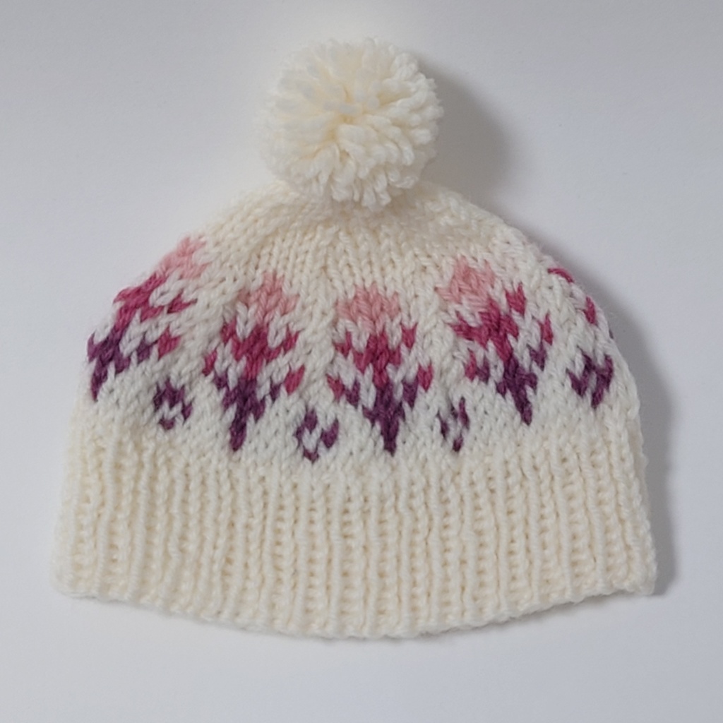 編み込み模様のポンポン帽子(大)